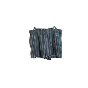 Time‎ and Tru Womens XL Striped Smocked Waist Shorts Casual Summer Blue
